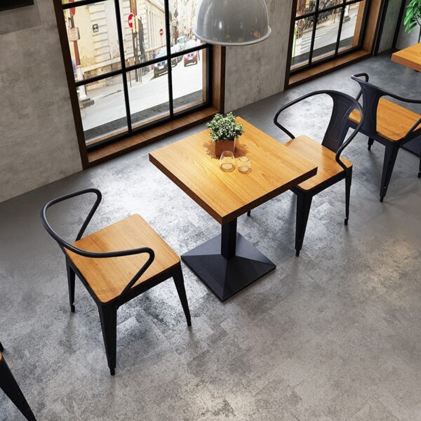 Bàn ghế Nhà hàng Mỹ Bàn ghế gỗ đặc quầy bar nhỏ một Bàn hai ghế cafe ăn vặt phố Bàn vuông giản dị