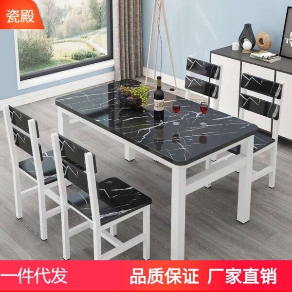 Bộ bàn ghế ăn kết hợp nhà chung cư nhỏ bàn ghế ăn một bộ cho thuê phòng khách sạn cơm chữ nhật đơn giản