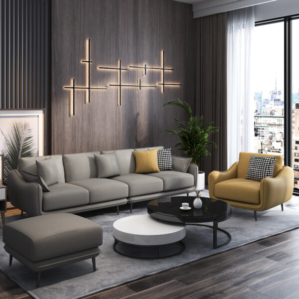 Sofa Công nghệ Bắc Âu Sofa vải dùng một lần phòng khách phòng nhỏ đơn giản hiện đại thẳng hàng Ghế Sofa vải nhẹ sang trọng cho người ngồi