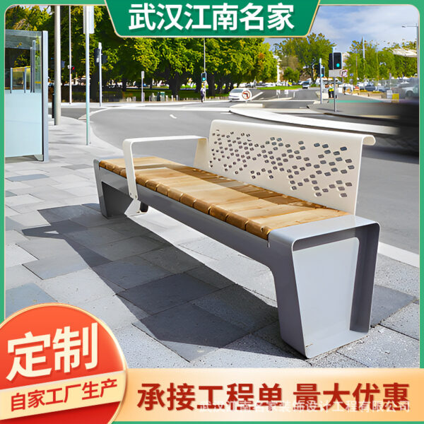 Ghế công viên ngoài trời gỗ chống ăn mòn Ghế giải trí lưng Ghế dài gỗ chắc chắn Ghế sân vườn bằng thép không gỉ cộng đồng hàng Ghế