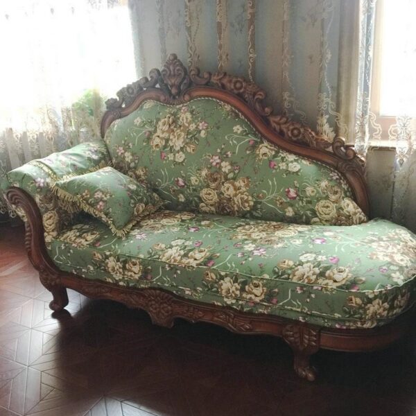 Ghế quý phi Phong Cách Châu Âu Kiểu Mỹ Ghế Dài Vải Sofa Lười phòng nhỏ Ghế Tựa Gỗ Chắc Chắn Vẻ Đẹp Ghế Phòng Ngủ Giường Cấp Phân miễn Phí Vận Chuyển