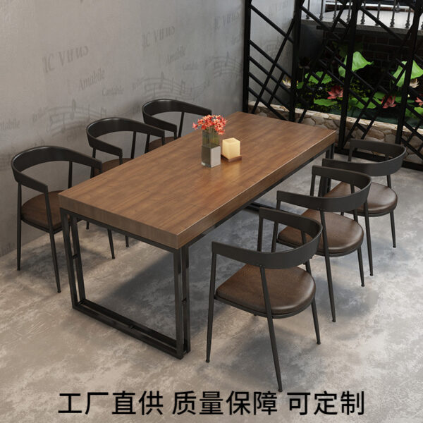 Bàn ghế Sắt rèn Bàn gỗ quán cà phê phong cách công nghiệp Bộ bàn ăn thanh Mỹ quán nướng quán lẩu Bàn ghế
