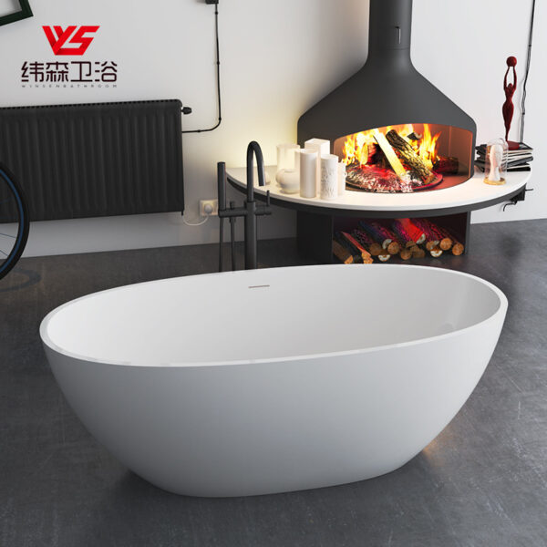 Bồn tắm Xưởng sản xuất Bồn tắm đá nhân tạo gia đình trực tiếp cung cấp Bồn tắm đá đẹp hình bầu dục cho các công trình khách sạn, homestay