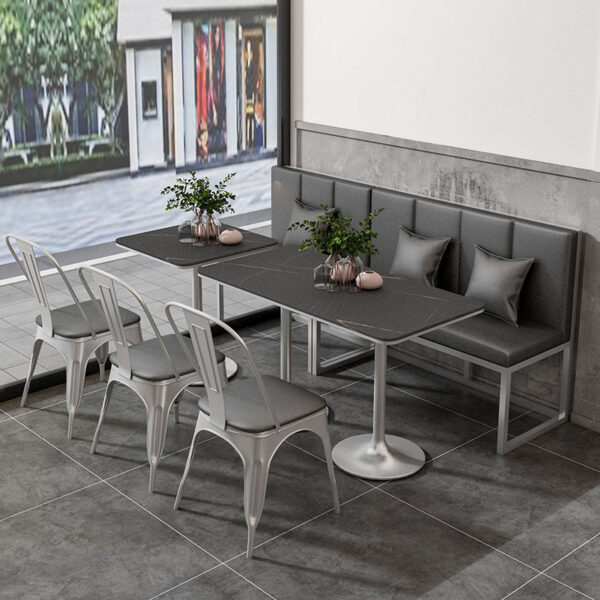 Bàn ghế Nhà hàng công nghiệp phương Tây giản dị ghế sofa bằng sắt rèn ghế đơn giản quán cà phê quầy bar ăn uống tấm đá hình chữ nhật Bàn ăn và ghế