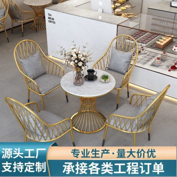 Bàn ghế Bắc Âu phòng khách ban công giải trí Bàn ghế sang trọng sắt rèn ghế sofa đơn cafe khu vực nghỉ ngơi 1 Bàn 4 ghế