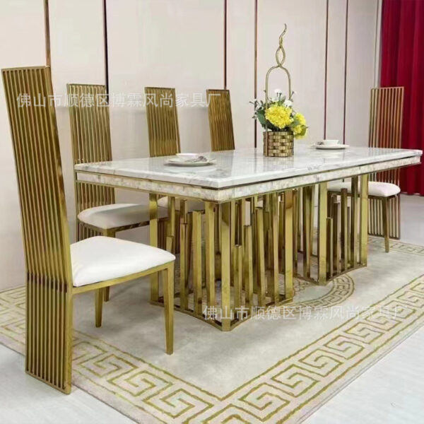 Bàn ăn bằng đá cẩm thạch bằng thép không gỉ bàn ăn chữ nhật nhà hàng bàn ăn đá phiến nhà máy bán hàng trực tiếp