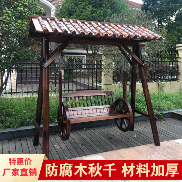 Xích đu Lưới đỏ xích đu ngoài trời bằng gỗ xích đu bằng gỗ nho giá đôi vườn nhà vườn vọng lâu xích đu phụ kiện ghế ngồi