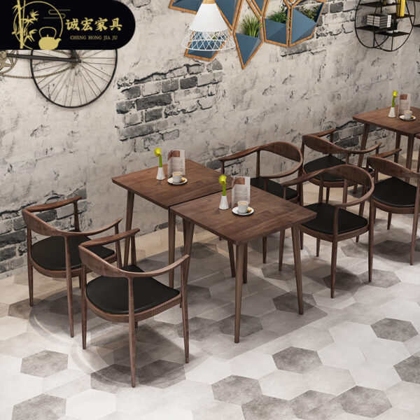 Bàn ghế Chenghong Mỹ rắn Bàn ăn gỗ và ghế nhà hàng Bàn ăn vuông quán cà phê cửa hàng món tráng miệng thương mại bảng bán buôn