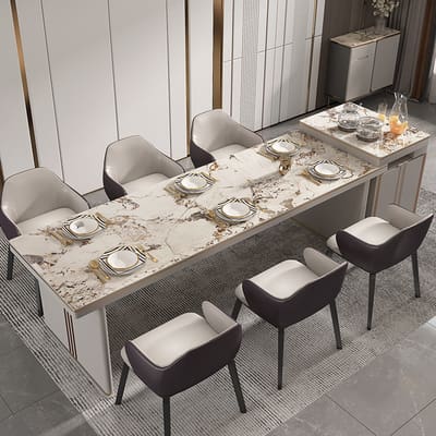 Bàn ăn đảo đá phiến tất cả trong một hộ gia đình bàn ăn kích thước lớn ánh sáng sang trọng lưu trữ cao cấp bàn ghế ăn kết hợp đơn giản hiện đại