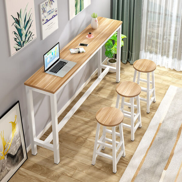 Bàn bar Bàn gia đình đơn giản dựa vào tường thương mại Bàn hẹp Bàn dài quán trà sữa Bàn ghế ghế cao