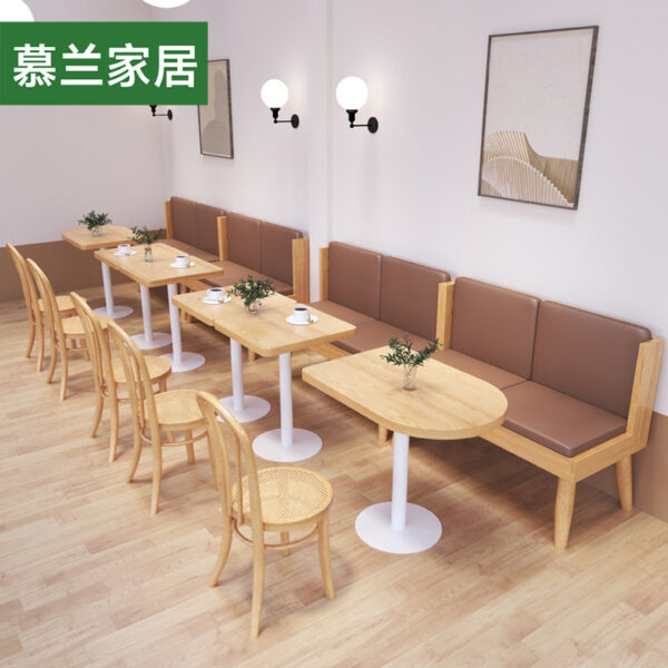 Bàn ghế Nhà hàng phương Tây nhà hàng trà dựa vào tường ghế sofa món tráng miệng giản dị quán trà sữa quán cà phê Bàn ghế gỗ đan mây