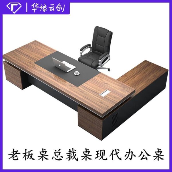 Bàn chủ tịch sang trọng, bàn làm việc màu óc chó, bàn làm việc chữ L, bàn tổng giám đốc thiết kế Italy