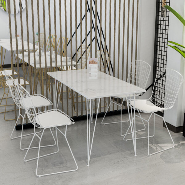 Bàn ghế Quán cafe đơn giản giản dị Bàn ghế sắt rèn quán trà sữa Bàn ăn đá hoa cương đơn giản Bàn vuông tráng miệng tiệm bánh