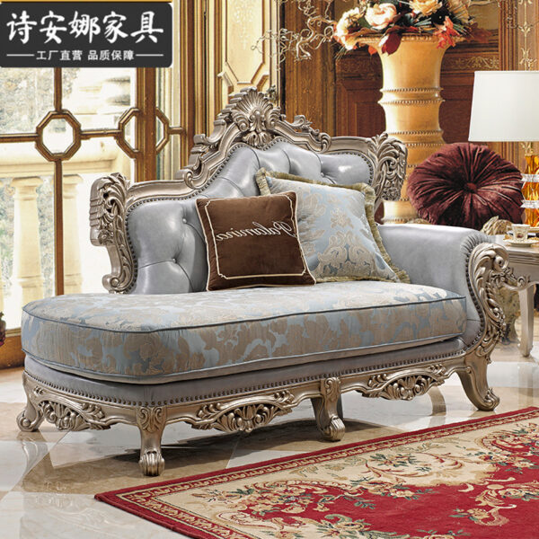 Ghế sofa kiểu châu Âu ghế sofa bọc da kiểu Mỹ Ghế sofa vải phòng khách kết hợp Kiểu Pháp phòng ngủ sang trọng Ghế dài chạm khắc