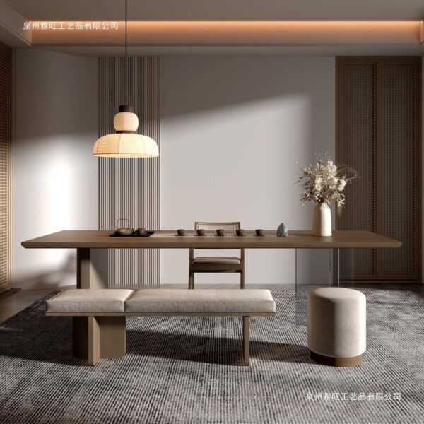 Bàn trà Wabi sabi phong cách rắn gỗ dải dài Bàn trà và ghế đơn giản bảng lớn tiếp nhận Bàn trà treo Bàn trà acrylic Bàn trà