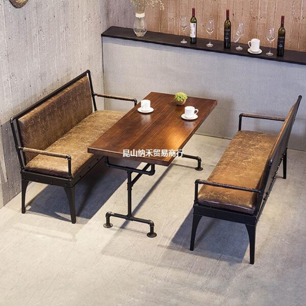 Bàn ghế Gác xép công nghiệp phong cách ghế sofa sắt rèn gỗ cafe giải trí thanh ăn chủ đề nhà hàng Bàn ghế