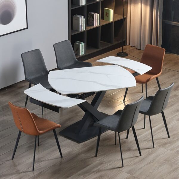 Bàn ghế Italy hiện đại sang trọng xoay đa chức năng tấm đá kéo dài kính thiên văn Bàn ăn và ghế phòng nhỏ hình chữ nhật