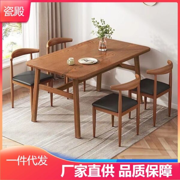 Bàn ăn gia đình bàn ăn đơn giản và ghế nhà hàng thức ăn nhanh giản dị bàn ghế kết hợp bàn ăn bàn chữ nhật