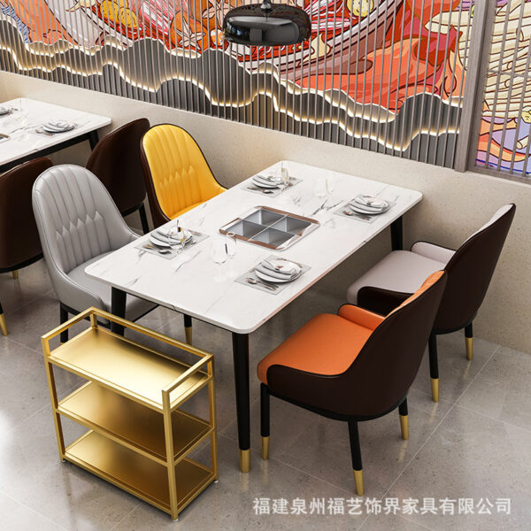 Bàn ghế Chế biến Bàn lẩu đá cẩm thạch đơn giản thương mại cửa hàng thịt nướng nhà hàng khách sạn rèn sắt ghế Bàn ghế sofa