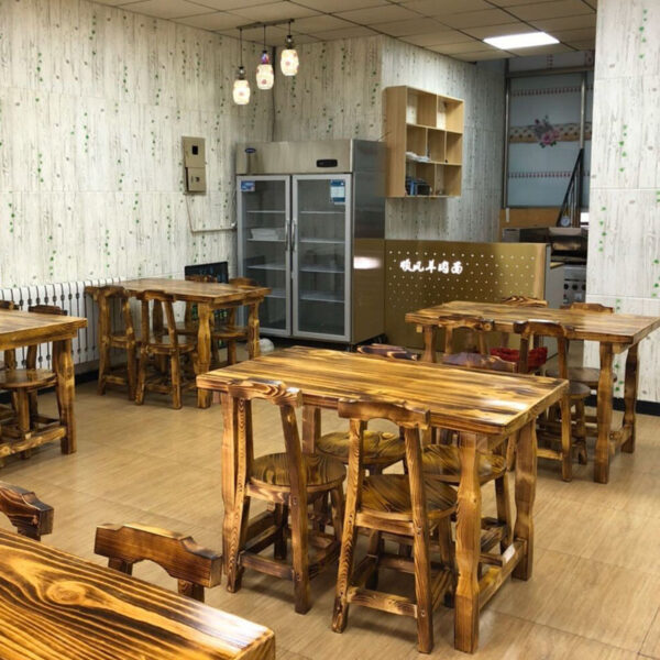 Bán buôn Bàn ghế chống ăn mòn carbonized công viên ngoài trời quán bar nhà hàng mì nhà hàng cà phê nhà hàng thức ăn nhanh Bàn ăn gỗ cứng và ghế
