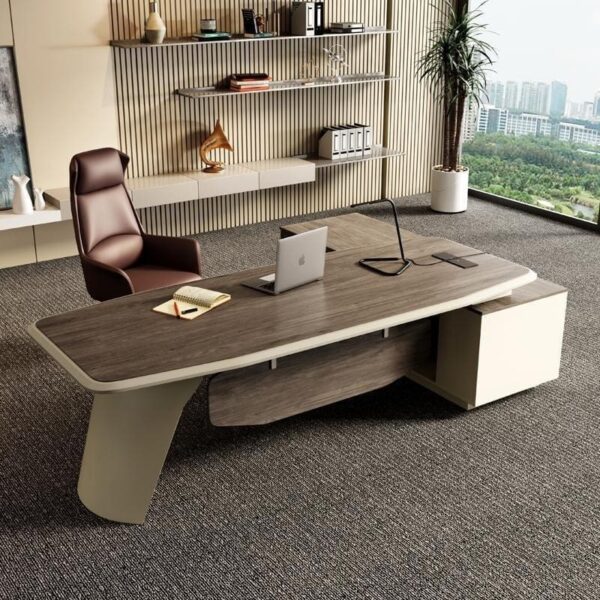 Bàn làm việc kết hợp tủ phụ, bàn làm việc chữ L, bàn văn phòng cao cấp, nội thất phòng giám đốc