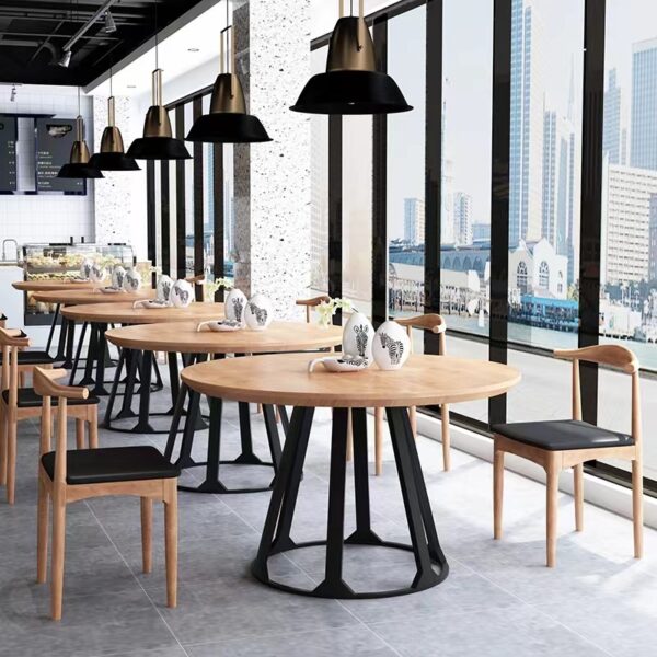 Bàn ăn tròn gỗ đặc phòng nhỏ bình thường quán cà phê Bàn tròn Gác xép Mỹ công nghiệp gió sắt nghệ thuật đàm phán đơn giản Bàn ghế