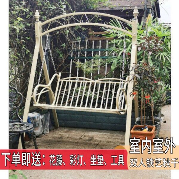 Ghế treo ngoài trời đôi đôi sắt nghệ thuật 0 đến 12 tuổi kệ phòng sân vườn khung rổ xích đu nôi người lớn xuyên biên giới