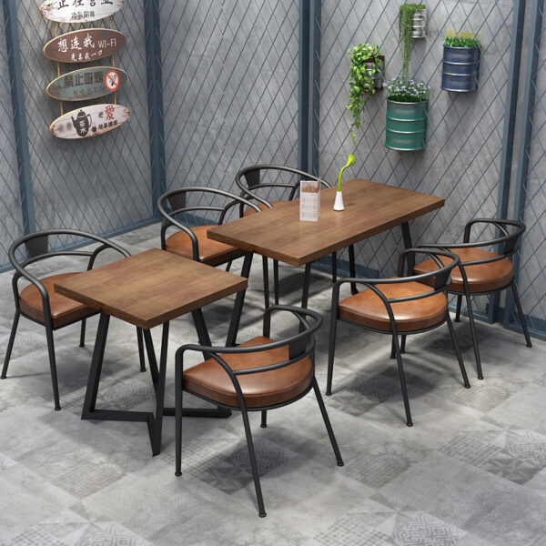 Bàn ghế ăn gỗ đặc Mỹ nhà hàng cafe bar Bàn ghế ăn sắt rèn nhỏ ăn uống bình thường Bàn vuông nhỏ