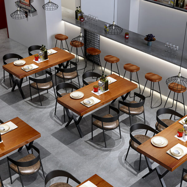 Bàn ghế Quầy Bar Hiện Đại Nhà Hàng Nướng Bar Phong Cách Công Nghiệp Bàn Ăn Gỗ Chắc Chắn Lẩu Hình Chữ Nhật Bàn Ghế Cafe