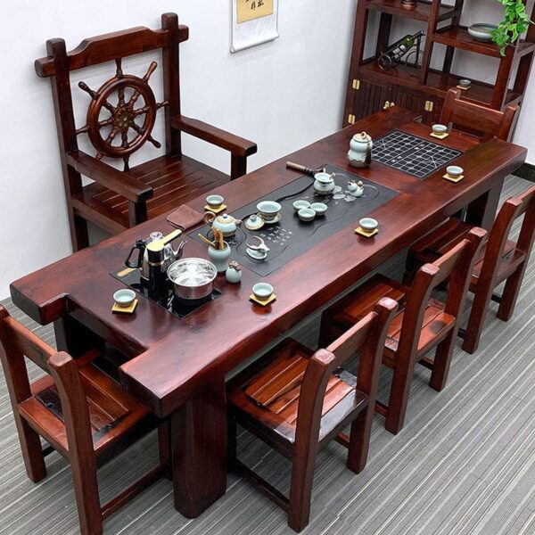 Bàn trà Gỗ thuyền Bàn trà gỗ và ghế bàn cà phê bàn gỗ nguyên khối nhà mới Bàn trà kiểu Trung Quốc Bàn trà kung fu bộ bàn ghế đơn giản