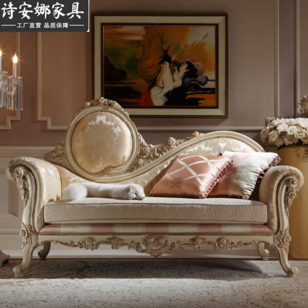 Ghế quý phi Phong Cách Châu Âu Gỗ Ghế Dài Phòng Ngủ Đẹp Ghế Sofa Vải Kiểu Mỹ Đơn Ghế Sofa Sang Trọng