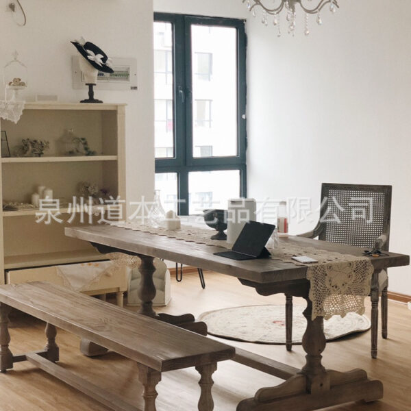 Bàn ghế Pháp cổ Bàn ăn Mỹ phong cách cổ điển gỗ nguyên khối Bàn hội nghị Bàn dài lưới đỏ Bắc Âu cafe nhà hàng Bàn đàm phán