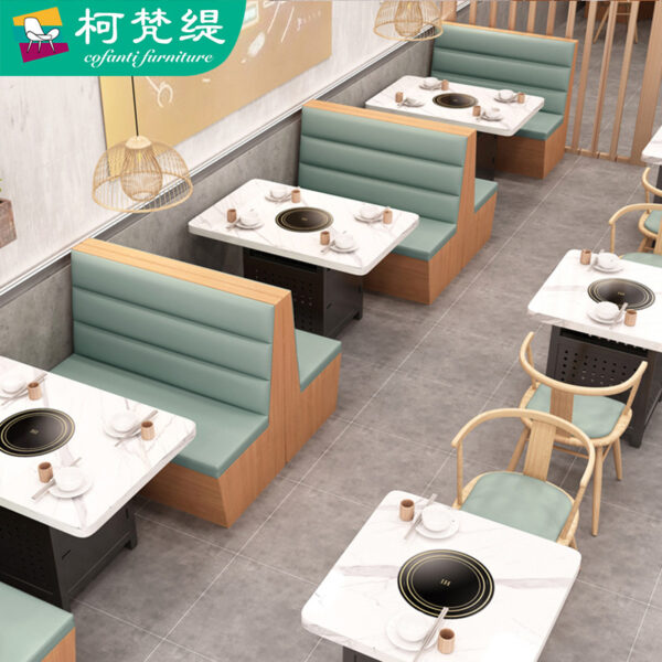 Bàn ghế Nhà hàng lẩu Bàn ghế chủ đề ăn uống nhà hàng nhà hàng cửa hàng thịt nướng cảm ứng Bàn tích hợp ghế sofa thương mại