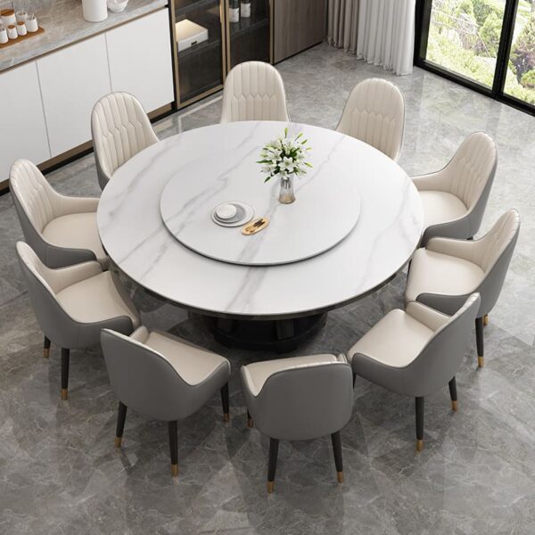 Bàn Ăn Bắc Âu rock board bàn ăn và ghế kết hợp bàn tròn tối giản hiện đại với bếp điện cảm ứng bàn xoay bàn ăn gia đình bằng gỗ nguyên khối