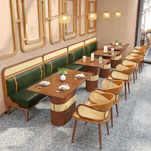 Bàn ghế Nhà hàng Tây Mây Gỗ Chắc Chắn Ghế Sofa Chủ Đề Nhà Hàng Trà Nhà Hàng Lẩu Thương Mại Bàn Ghế Cafe