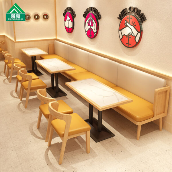 Bàn ghế Chủ đề nhà hàng trà dựa vào tường ghế sofa nhà hàng nhà hàng Trung Quốc nhà hàng thức ăn nhanh căng tin Bàn ăn bằng gỗ cứng và ghế