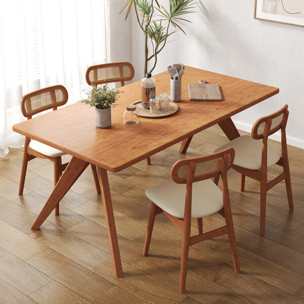 Bàn ăn gỗ đặc phong cách wabi sabi quán cà phê Bàn ghế nhiều người phòng khách Bàn ăn gỗ tần bì hình chữ nhật