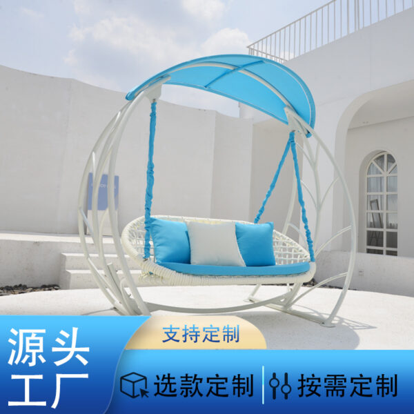 Xích đu Đôi và ba người biệt thự ngoài trời sân xích đu lưới gió đỏ hợp kim nhôm bảo vệ môi trường xích đu vườn mây