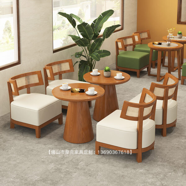 Bàn ghế Quán trà sữa tráng miệng Bàn ghế quán cà phê nhà hàng ghế sofa thương mại đồ ăn nhanh cửa hàng bánh mì kẹp thịt bán hàng Bàn ghế văn phòng