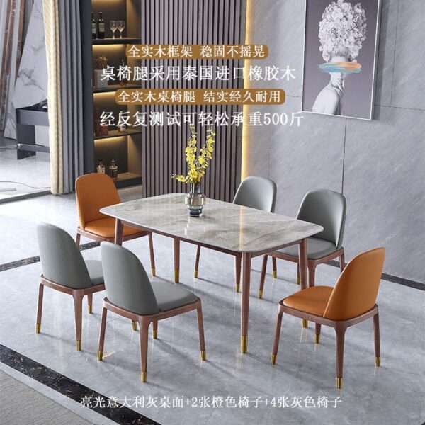 Bàn ăn mặt đá sáng ánh sáng bàn ăn bằng đá cẩm thạch bằng gỗ cứng sang trọng và ghế kết hợp bàn ăn phòng ăn nhỏ đơn giản hiện đại tại nhà