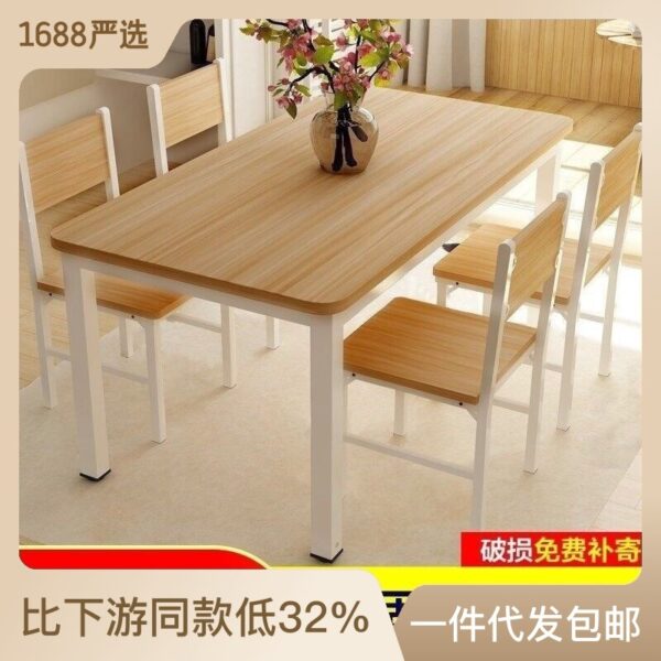 Bàn Ăn gia đình nhỏ hiện đại bàn ăn đơn giản bàn ghế ăn chữ nhật nhà hàng thức ăn nhanh kết hợp bàn ăn 46 người đơn giản