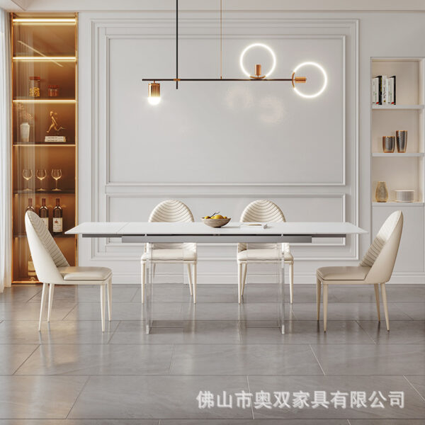 Bàn ăn treo acrylic chữ nhật có thể thu vào tấm đá gấp bàn ăn hiện đại đơn giản phòng ăn nhỏ kết hợp bàn ghế