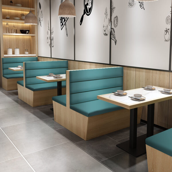 Bộ bàn ghế ăn gỗ hiện đại nhà hàng căng tin quán trà sữa ghế thoải mái ghế sofa Bàn ăn gỗ đặc