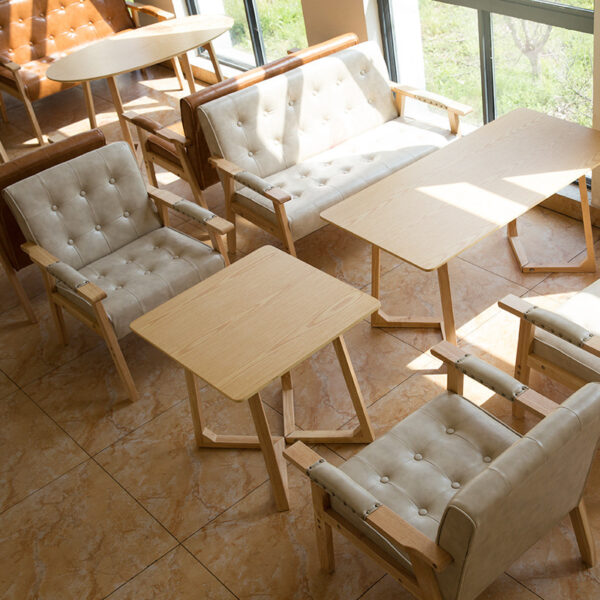 Bàn ghế phòng nhỏ sofa da phòng khách nhỏ cửa hàng bánh hamburger kinh doanh quán cà phê khách sạn nhà hàng phương tây phòng riêng thức ăn nhanh hai mặt biệt thự