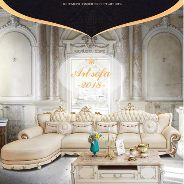 Ghế quý phi Sofa da phòng khách sofa góc châu âu chung cư lớn nhỏ sofa da nghệ thuật kết hợp bàn ghế bộ hiện đại đơn giản