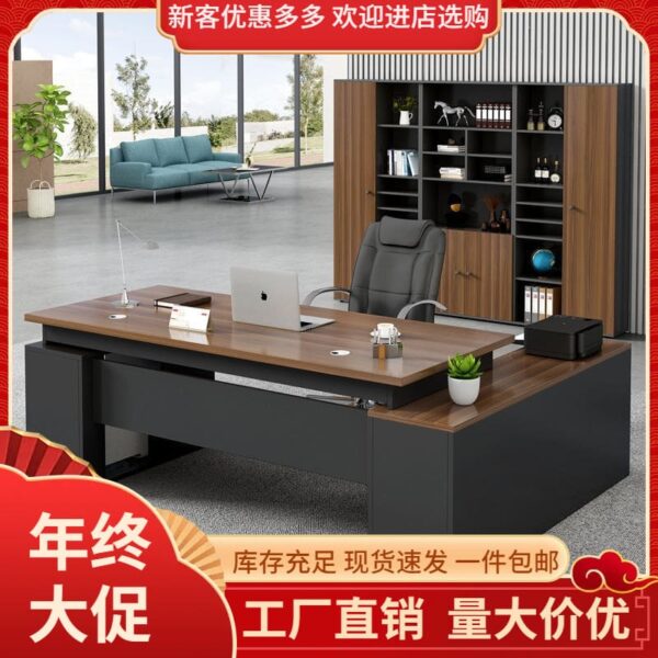 Bàn chủ tịch sang trọng, bàn giám đốc phong cách Nhật, bàn làm việc kết hợp tủ phụ, bàn làm việc chữ L