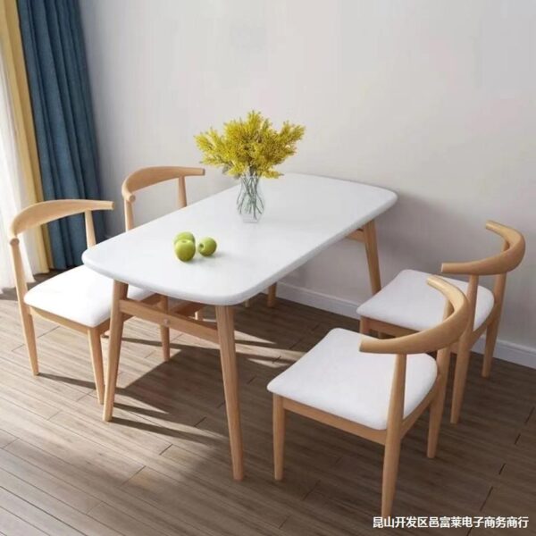 Bộ bàn ăn đơn giản hiện đại Bàn ghế ăn phòng nhỏ nhà Bắc Âu quán trà sữa cafe chữ nhật 4 người 6 người