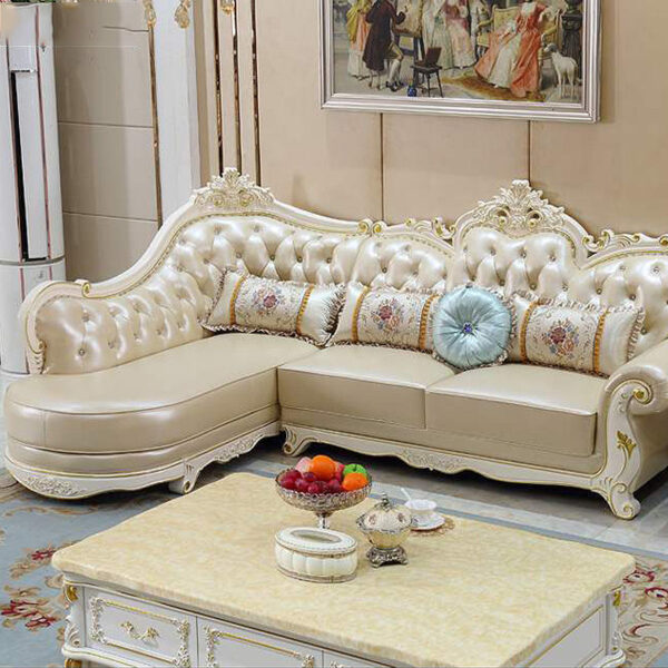 Ghế quý phi Phong cách châu Âu ghế sofa gỗ nguyên khối góc phòng khách sang trọng kết hợp ghế sofa hoa quy mô lớn kiểu Pháp