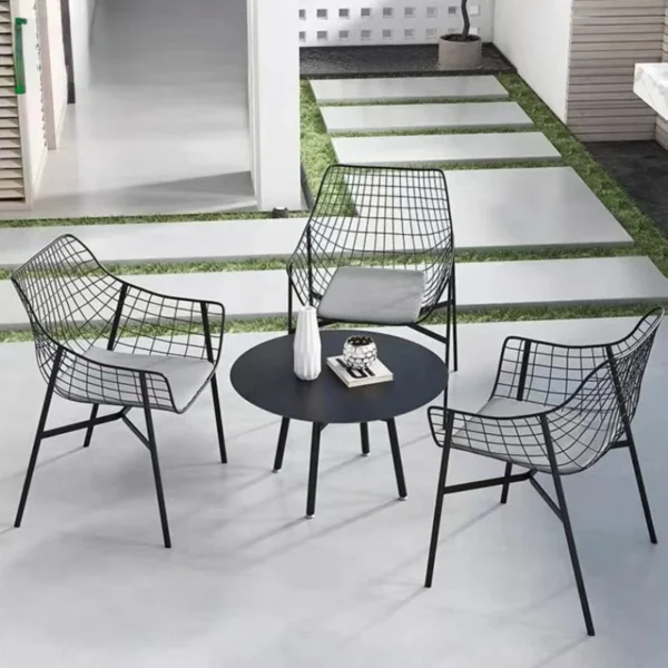 Ngoại thất sân vườn Ngoài Trời Bàn Ghế Ban Công Sắt Rèn Ghế Cafe Giải Trí Sân Thượng Salon De Jardin Bộ Bàn Ghế Sân Vườn WKGF