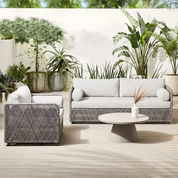 Ghế sofa mây ngoài trời Sân thượng Sân vườn Khách sạn PE Rrattan Dệt chống nước Bộ ghế sofa